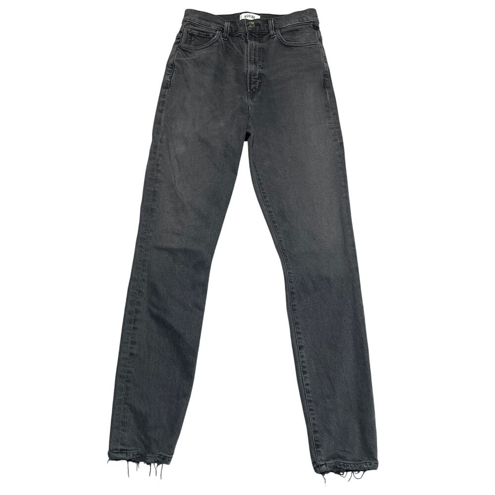 Agolde Jeans Womens 25 Washed Black Pinch Waist Skinny Stretch Distressed
